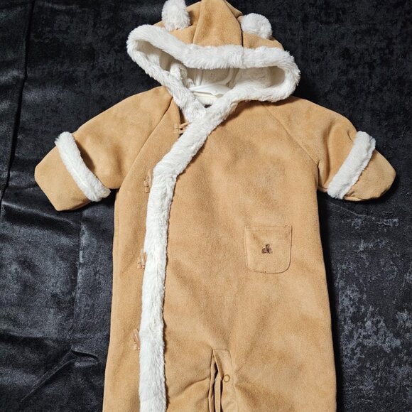 Baby Gap Faux Suede Sherpa Bunting Bag – Bear Hood – Newborn 0–3M - Picture 1 of 3